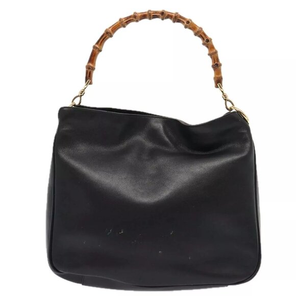 GUCCI Bamboo Hand Bag Leather 2way Brown Gold - Picture 4 of 16